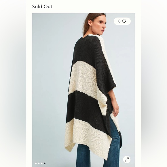 Anthropology Mixed Stripes Kimono one size black and white striped. - Picture 2 of 16